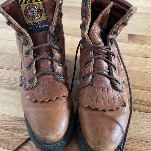 ORIGINAL JUSTINS WORK BOOT TAN SIZE 6 - Picture 1 of 7